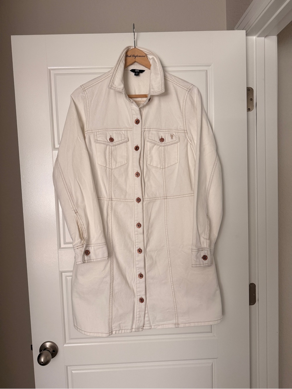 Frye Cream Button-Front Long Jean Dress